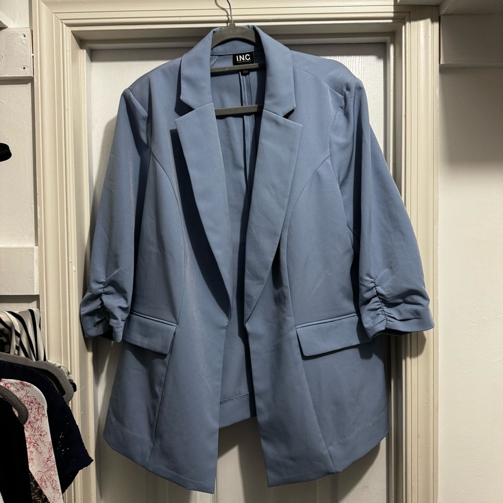 INC International Concepts Blue Blazer Relaxed Fit